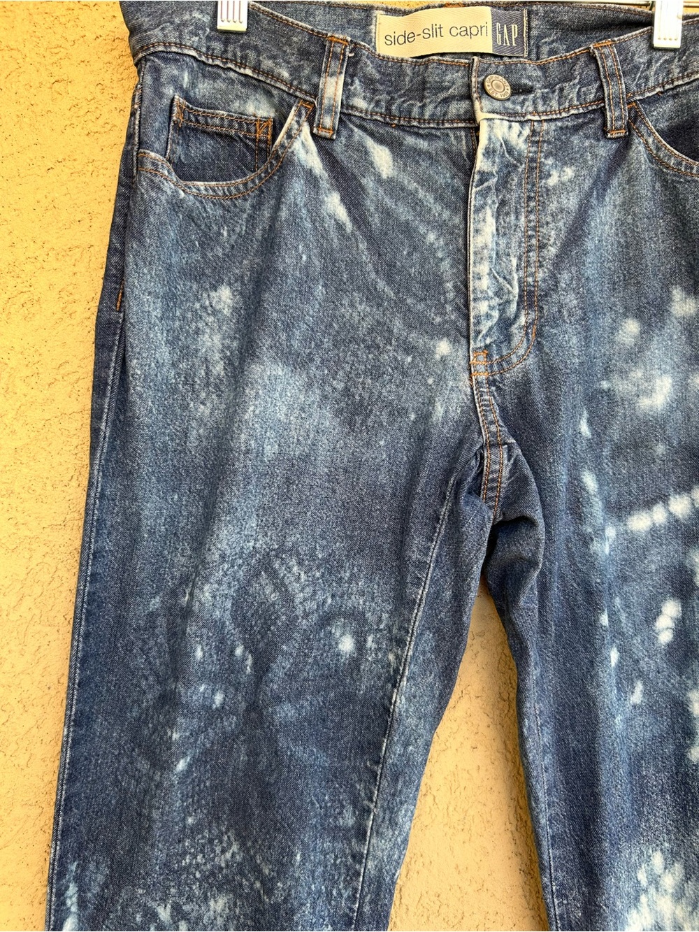 Handmade Bleach Dyed Doily Couture Upcycled Gap Capri Jeans - Picture 2 of 7